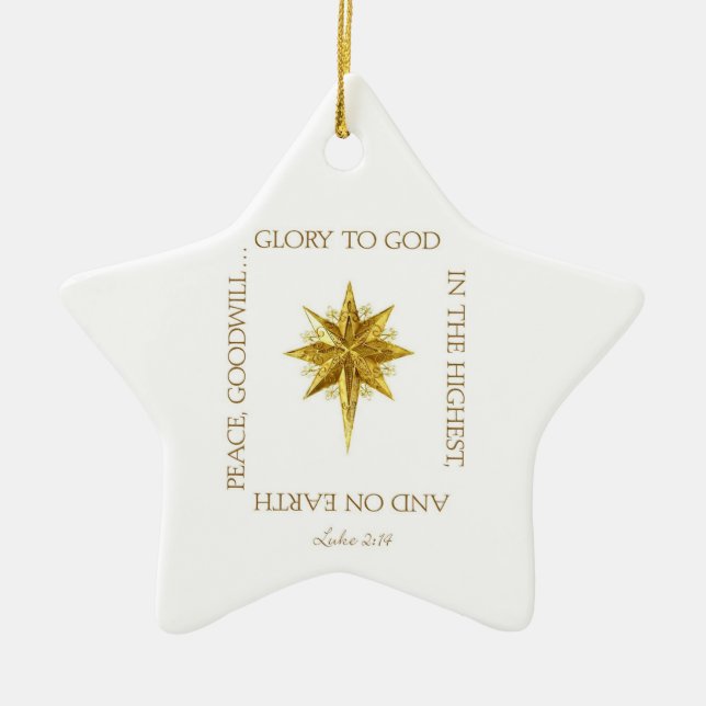 Glory to God Christmas Ceramic Ornament (Front)