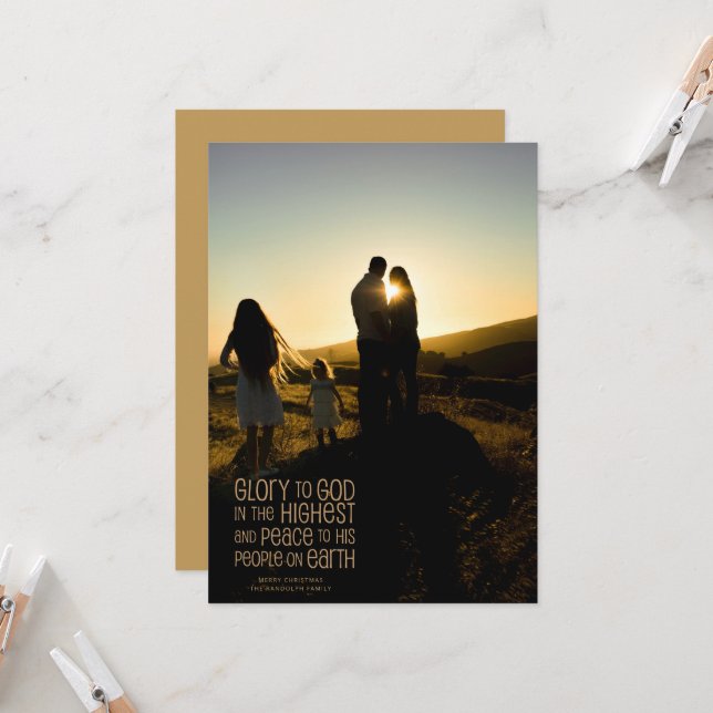 Glory to God Christmas photo card (Front/Back In Situ)