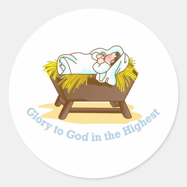 Glory to God Classic Round Sticker (Front)