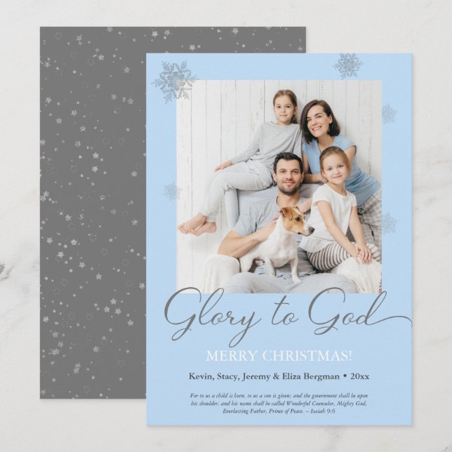 Glory to God Custom Photo Flat Holiday Card (Front/Back)