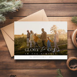 Glory To God Elegant Religious Photo Christmas Holiday Card<br><div class="desc">"Generations of Faith" showcases the reverence of time-honoured beliefs passed down through the ages. This design captures the tender moments shared amongst family members as they bask in the sunlit meadow, symbolizing the light and warmth of their shared faith. The central sentiment, "Glory to God in the Highest, " is...</div>