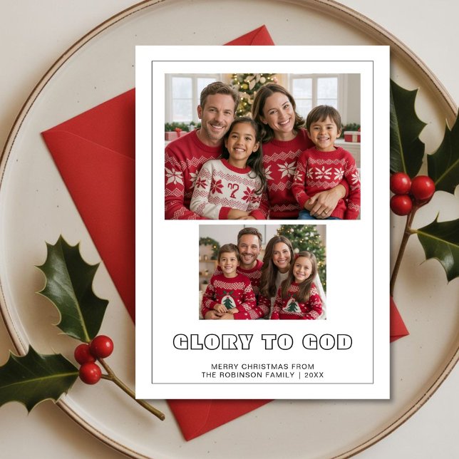 Glory to God Faith 2Family  Photo Holiday Card (Creator Uploaded)