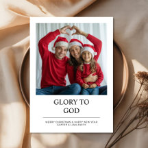 Glory to God Faith Family Christmas Photo Card