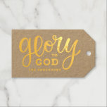 Glory to God | Gold Rustic Religious Christmas Gift Tags<br><div class="desc">Celebrate faith in style with this elegant “Glory to God” gift tag, featuring radiant gold foil lettering on a rustic kraft background. Perfect for Christian holiday packaging, Christmas presents, wedding favours, baptisms, church events, or religious celebrations. The warm gold and kraft combination adds a timeless, natural look that pairs beautifully...</div>