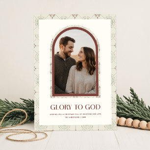 Glory To God Modern Religious Arch Photo Christmas Holiday Card