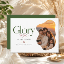 Glory To God Modern Religious Wavy Photo Christmas