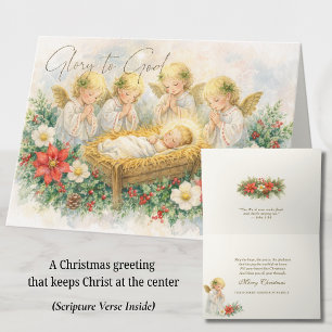 Glory to God Nativity Angels Christmas Greeting Holiday Card
