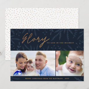 Glory to God Navy Blue Photo Holiday Card