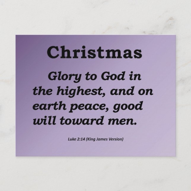 Glory to God on High Christmas Luke 2:14 Holiday Postcard (Front)