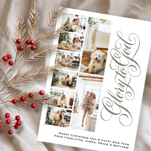Glory to God Personalized 8 Photo Christmas Holiday Card