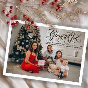 Glory to God Personalized Photo Christmas Holiday Card