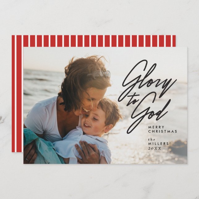 Glory to God, Religious, Christmas Photo Card (Front/Back)