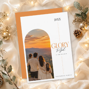 Glory To God Religious Sunset Photo Christmas  Holiday Card