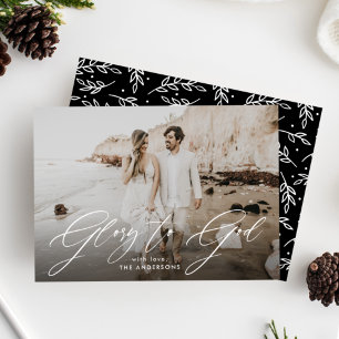 Glory to God Script Overlay Religious Photo Holiday Card