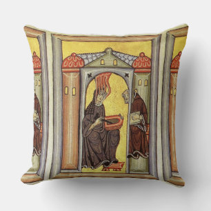 glory to hildegard of bingen throw pillow
