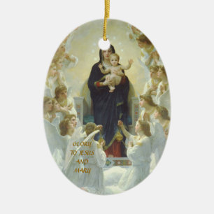 GLORY TO JESUS AND MARY CERAMIC ORNAMENT