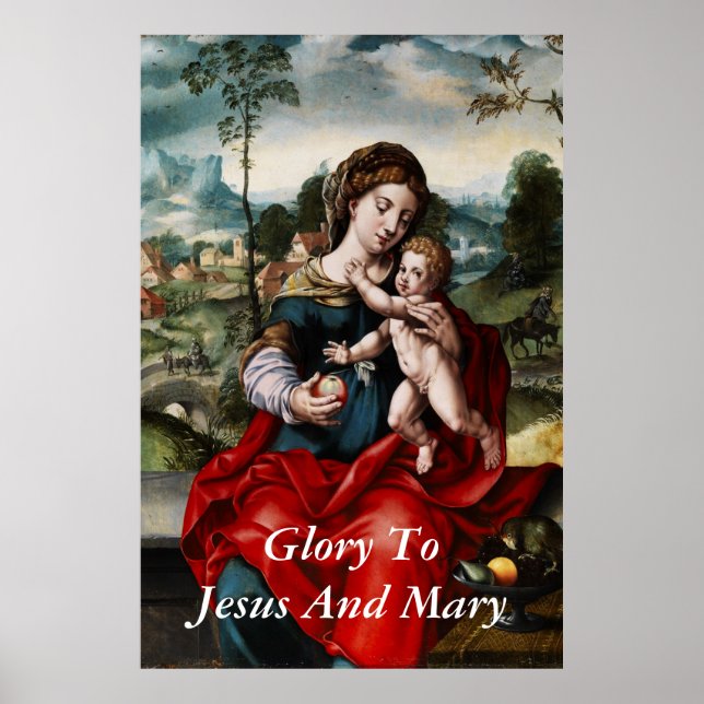 glory to jesus and mary poster (Front)