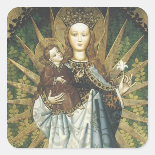 Glory to Jesus and Mary Square Sticker (Front)