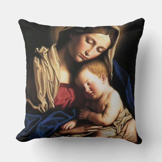 GLORY TO JESUS AND MARY THROW PILLOW (Front)