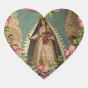 glory to our lady of charity heart sticker