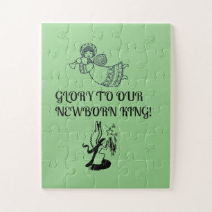 Glory To Our Newborn King Angel Playing Horn Jigsaw Puzzle