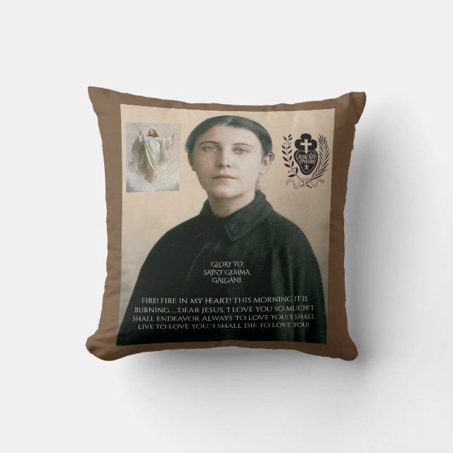 GLORY TO SAINT GEMMA GALGANI THROW PILLOW (Front)