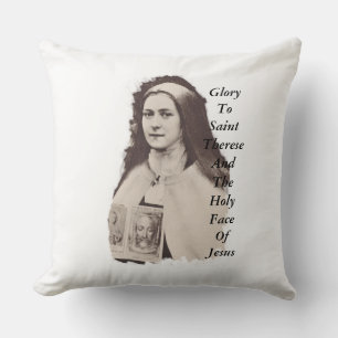 Glory To Saint Therese And The Holy Face Of Jesus Throw Pillow