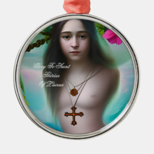 glory to saint therese of lisieux metal ornament