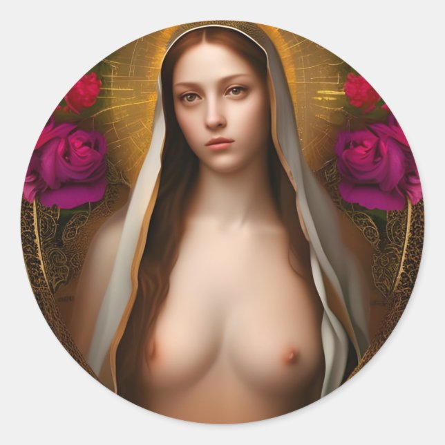 Glory To The Divine Breast of Mary Classic Round S Classic Round Sticker (Front)