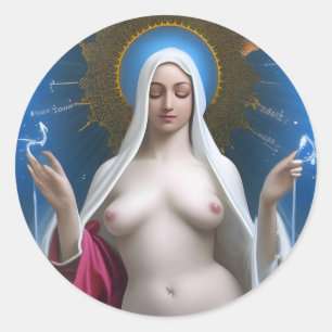 Glory To The Divine Breast of Mary Classic Round S Sticker