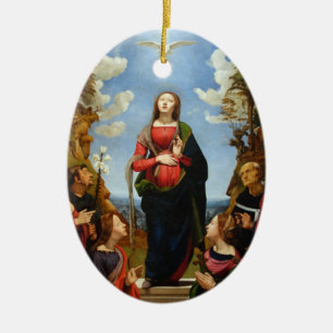 GLORY TO THE IMMACULATE CONCEPTION CERAMIC ORNAMENT