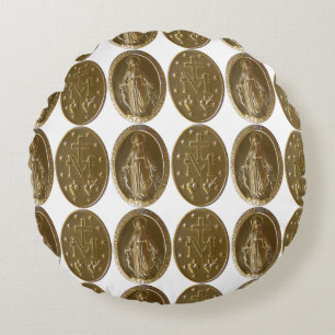 glory to the miraculous medal round pillow