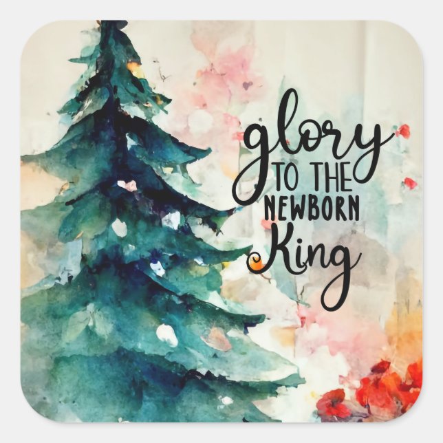 Glory to the Newborn King Christmas Carol Square Sticker (Front)