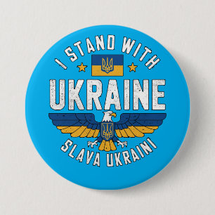 Glory to Ukraine Eagle Symbol For Ukraine Freedom 3 Inch Round Button