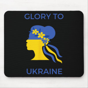 Glory To Ukraine Woman With Ukrainian Flag And Pea Mouse Pad
