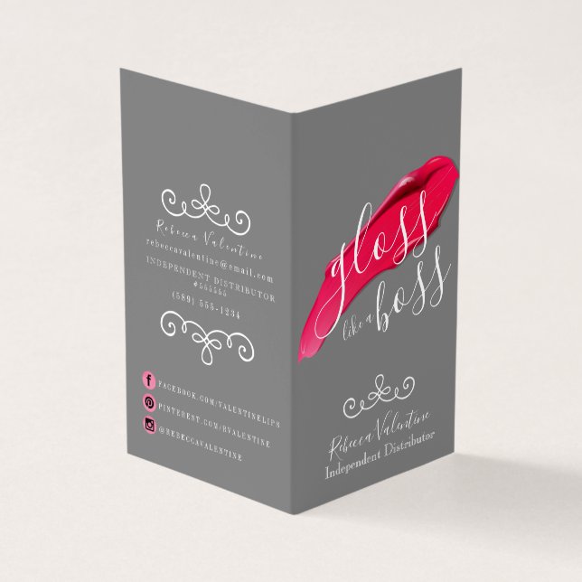 Gloss Like A Boss Lipsense Folded Business Card (Outside)