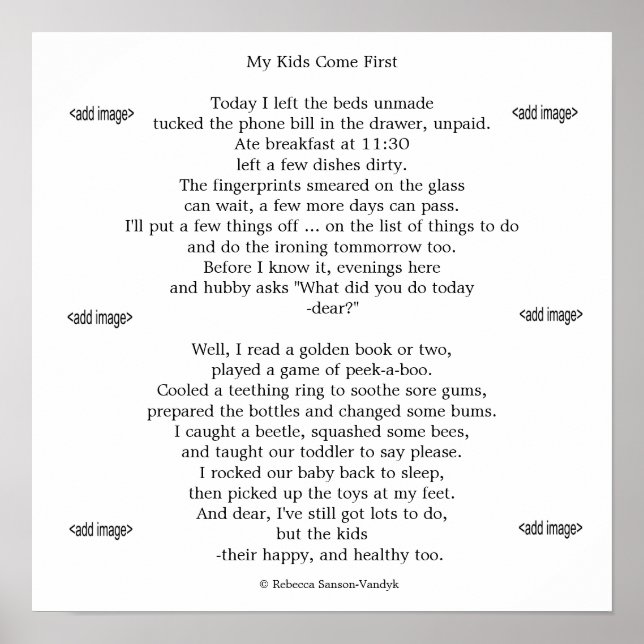 Gloss print photos of "your" children with poem (Front)