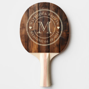 Gloss Stain Boards Wedding Monogram Heart Ping Pong Paddle