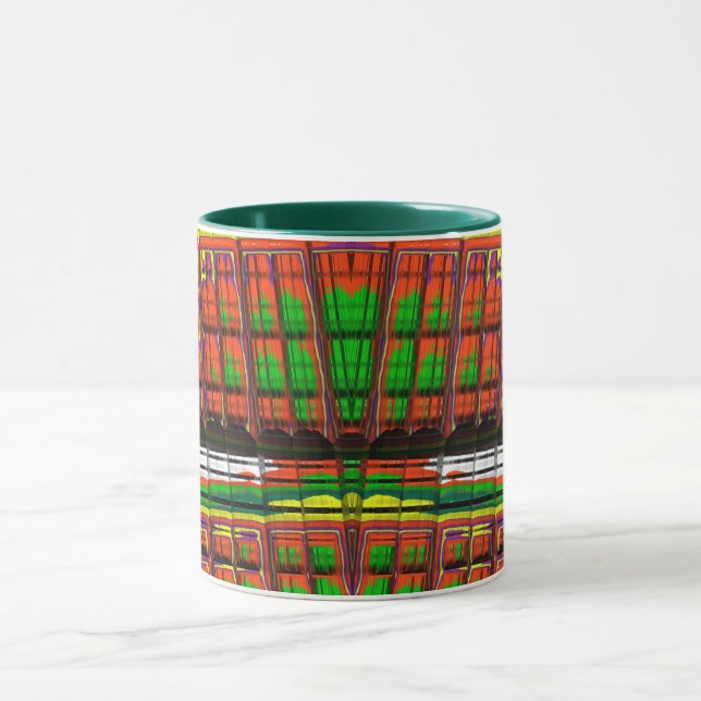 GLOSSY 3D Glossy Green Red Yellow CHRISTMAS  Mug (Center)