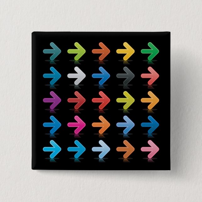 Glossy Arrows Set Vibrant Directional Pointers 2 Inch Square Button (Front)
