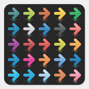 Glossy Arrows Set Vibrant Directional Pointers Square Sticker