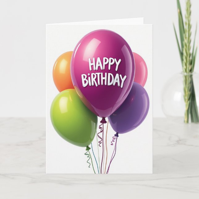 Glossy Balloon Birthday Card (Front)