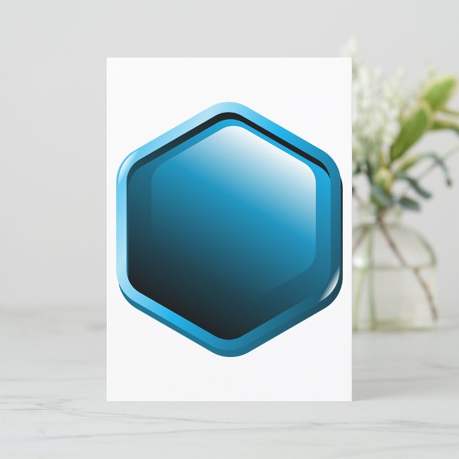Glossy Blue Hexagon Icon Modern Geometric Invitation (Creator Uploaded)