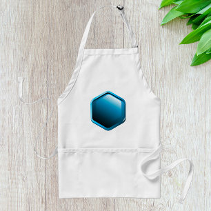Glossy Blue Hexagon Icon Modern Geometric Standard Apron