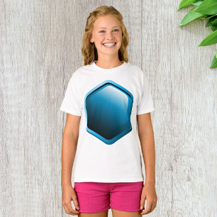 Glossy Blue Hexagon Icon Modern Geometric T-Shirt