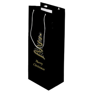 Glossy christmas tree wine gift bag