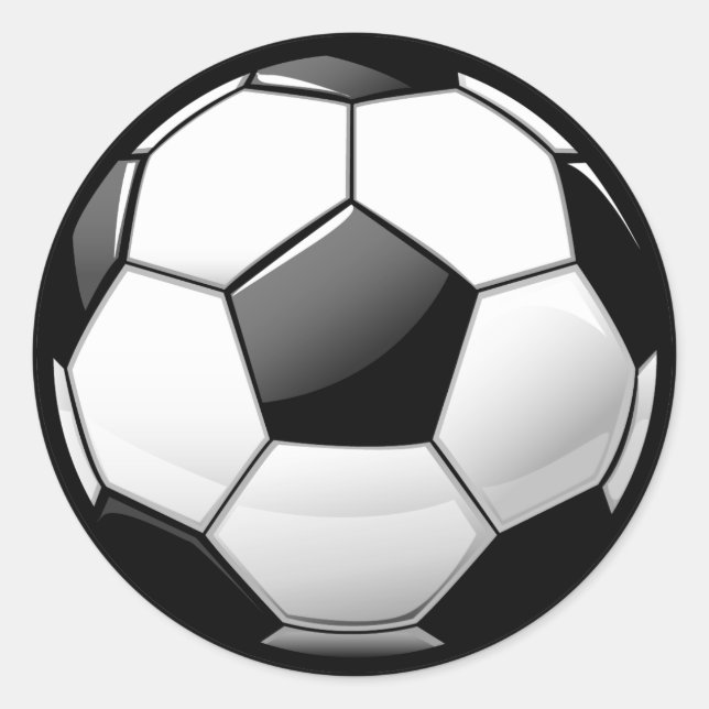 Glossy Classic Soccer Ball Classic Round Sticker (Front)