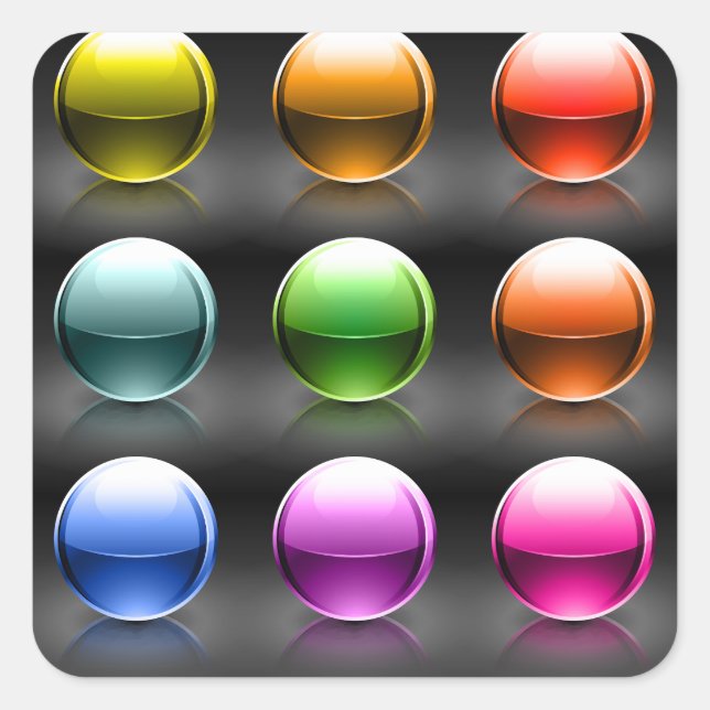 Glossy Colorful Sphere Icons Abstract Balls  Square Sticker (Front)