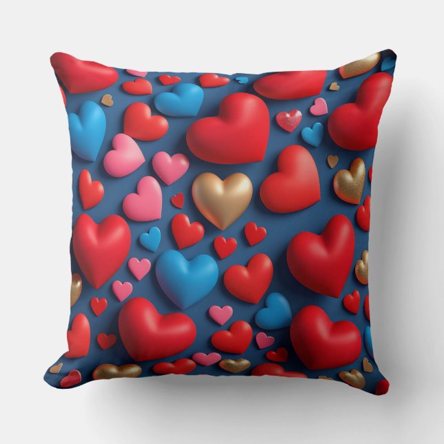 💖 Glossy Colourful Heart Room Decor Accent 💖 Throw Pillow (Front)