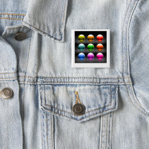 Glossy Colourful Sphere Icons Abstract Balls  2 Inch Square Button
